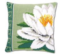 Kit de coussin au point de croix, fleur de lotus blanc
