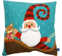 Vervaco Cross Stitch Cushion Kit House Decorating SANTA CLAUS ON SLED DIY Art & Craft Embroidery Tapestry Kit Creative Activities Art Project For Adults ca.40x40 cm Gift Set