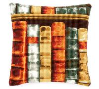 Vervaco Cross Stitch Cushion Kit House Decorating BOOKS DIY Art & Craft Embroidery Tapestry Kit Creative Activities Art Project For Adults ca.40x40 cm Gift Set