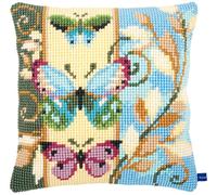 Vervaco Cross Stitch Cushion Kit House Decorating DECORATIVE BUTTERFLIES DIY Art & Craft Embroidery Tapestry Kit Creative Activities Art Project For Adults ca.40x40 cm Gift Set