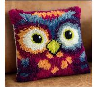 Kit de Coussin avec Crochet à Loquet Chouette Kit Coussin au Point Noué, 43×43CM création de Tapis et Canvas, Kits Tapis Point Noué