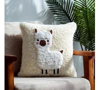 Kit De Coussin Avec Crochet À Loquet Coussin Au Point Noué, Alpaga Blanc Mignon 43×43Cm Création De Tapis Et Canvas, Tapis Point Noué,Latch Hook Canevas