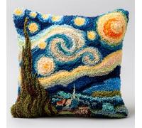Kit De Coussin Avec Crochet À Loquet Coussin Au Point Noué, Ciel Étoilé 43×43Cm Création De Tapis Et Canvas, Tapis Point Noué,Latch Hook Canevas