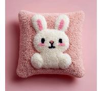 Kit De Coussin Avec Crochet À Loquet Coussin Au Point Noué, Lapin Mignon 43×43Cm Création De Tapis Et Canvas, Tapis Point Noué,Latch Hook Canevas