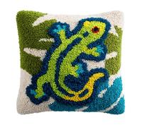 Kit De Coussin Avec Crochet À Loquet Coussin Au Point Noué, Lézard 43×43Cm Création De Tapis Et Canvas, Tapis Point Noué,Latch Hook Canevas