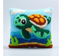 Kit De Coussin Avec Crochet À Loquet Coussin Au Point Noué, Tortue De Mer Mignonne De Dessin Animé 43×43Cm Création De Tapis Et Canvas, Tapis Point Noué,Latch Hook Canevas