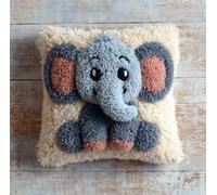 Kit De Coussin Avec Crochet À Loquet Coussin Au Point Noué, Un Bébé Éléphant Mignon 43×43Cm Création De Tapis Et Canvas, Tapis Point Noué,Latch Hook Canevas