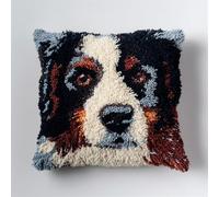 Kit De Coussin Avec Crochet À Loquet Coussin Au Point Noué, Vieux Chien 43×43Cm Création De Tapis Et Canvas, Tapis Point Noué,Latch Hook Canevas