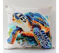 Kit de Coussin avec Crochet à Loquet Tortue Kit Coussin au Point Noué, 43×43CM création de Tapis et Canvas, Kit Tapis Point Noué,Tapis Point Noué Kit