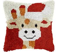 Kit de Coussin Crochet à Loquet Noël,DIY Point Noué pour Décoration de Noël | Kit DIY complet au crochet à loquet pour réaliser une housse de coussin de Noël 43×43cm, avec canevas pré-imprimé