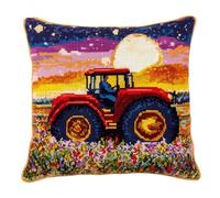 Kit de coussin et tapis à crochets DIY pour adultes,motif tracteur,pour créer des tapis,coussins et oreillers faits main. Idéal pour la décoration intérieure et les bricolages de Noël. 43x43 cm.