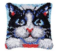 Kit de Coussins à Nouer Soi-même - Crochet de Noël - Housse de Coussin - Bricolage - Cadeau pour Débutants, Adultes ou Enfants - 43 x 43 cm
