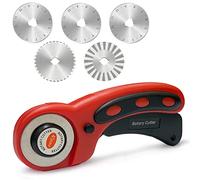 Kit de Couteau Rotatif Cutter Rotatif Couture avec 5 Lames de Rechange Ø 45mm une Découpe Précise Mécanisme de Protection pour Couture le Patchwork Tissu Papier Toile et de Cuir