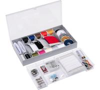 Kit de couture 78 pièces - Boîte à couture pour les déplacements - Aiguilles à coudre, fil à repriser, boutons, épingles de sûreté, boutons de jean, élastique et mètre ruban inclus - Boîte de rangemen