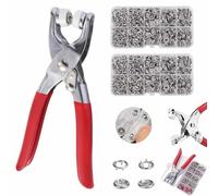 Kit de couture avec 100 boutons métalliques, boutons en cuir, pinces manuelles incluses, attaches for vêtements en tissu, for loisirs créatifs, vêtements et chapeaux.(200pcs Silver)