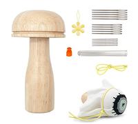 Kit de couture de broderie de champignons en bois, outil de couture, kit de réparation de repriser en bois avec aiguille à coudre pour repriser le