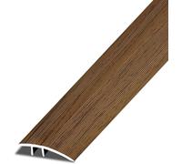 Kit de couture de tapis de sol, Bande de transition tapis à carrelage for sol porte, bande seuil en alliage d'aluminium texture bois rétro, douce et facile installer(Braun)