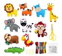 Kit de Couture en Feutre Animal 10 Pièces Feutre Couture Arts et Artisanat, Kits de Couture en Feutre de Animal, Cadeau de DIY Amusant pour Débutant Apprendre à Coudre et à Broder