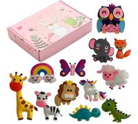 Kit de Couture en Feutre Animal pour Enfants - Kits de Bricolage en Feutre pour Enfants de 6 à 12 Ans, Premiers Kits de Couture pour Débutants Garçons et Filles, Animaux Sauvages en Peluche DIY Art