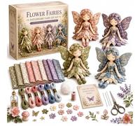 Kit de couture patchwork à 4 parties avec fée des fleurs, collection DIY faite à la main avec tissu pré-découpé et instructions (français non garanti), kit de création de poupée en tissu ailé pour