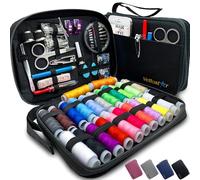 Kit de couture pour adulte avec plus 100 fournitures et 24 fils de couleur, kit d'aiguilles et de fils pour les réparations rapides, kit de couture de voyage de base pour les réparations sur le pouce.