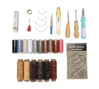 Kit de couture pour cuir, ensemble d’outils de travail du cuir comprenant du fil ciré de 16 couleurs et des aiguilles à gros chas, kit complet de maroquinerie pour réparer et