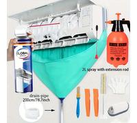 Kit de couvercle de nettoyage de climatisation suspendu épais, 90cm/35.4 pouces, 6/8 pièces, 9000-18000BTU, avec tuyau de Drainage, brosse de pulvérisation, ensemble d'été blue set 6pcs