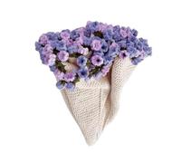 Kit de couverture au crochet - Fleurs en coton tricotées faites à la main | Bouquet de fleurs fait main au crochet | Kit à tricoter lavable en machine, tapis floral doux et gros, Purple-like,