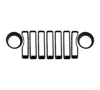 Kit de couverture de phare de calandre compatible avec pour Jeep pour Wrangler pour Jl JT 2018-2022 grille avant décoration en maille noire plastique ABS facile à monter accessoires de véhicule (noir)