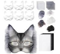 Kit De Couverture De Visage De Chat - Ensemble De Masque Facial De Chat DIY En Feutre De 12 Pouces | Kit D'accessoires De Conception De Fourrure En Peluche | Parfait Pour Les Carnavals D'Halloween Et