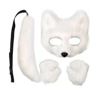 Kit de couverture de visage de loup de luxe - Faux Plume Soft Wolf Party Wothing | Faux Plume Soft Wolf Party Wothing | Accessoires de cosplay | Couverture de tête d'animal réaliste pour Halloween