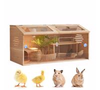 Kit de couveuse en bois avec 2 portes ouvertes, panneaux en acrylique et ouverture sur le dessus. Idéal pour poussins, canards, cailles, hamsters et petits animaux (80 cm × 40 cm × 40 cm)