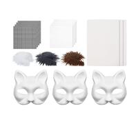 Kit de Couvre-Visage Chat,Halloween Masque De Chaton Vierge À Peindre Avec Maillage | Costumes Fait Main Pour Adultes Amoureux Des Animaux Conventions BD Déguisement Et Fête Masquée