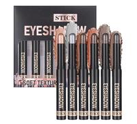 Kit de crayon à paupières - Collection de bâtons de fard à paupières en velours de 6 pièces, pigment construisible résistant aux plis | Maquillage d'applicateurs lisses résistants à l'eau, adapté aux