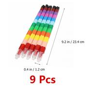 Kit De Crayons Arc-En-Ciel Colorés Pour Étudiants,Fournitures De Coloriage,Empilage De Stylos,Cadeaux De Fête,Avertissement,Point D'école,12 Couleurs,9 Pièces - Type 9 Pcs
