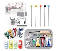 Kit de créateur de ruban de biais 6 mm/12 mm/18 mm/25 mm 4 tailles générique de ruban de tissu avec pinces à coudre, épingles à coudre, pieds et alènes, outil de couture pour travaux manuels