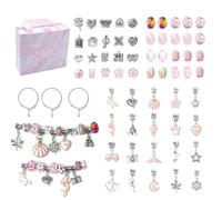 Kit de création de bijoux - Cadeau pour filles - 5-13 ans - Accessoires riches - Couleur rose - DIY facile