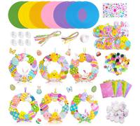 Kit de création de couronne de Pâques - INBOXXARTY - Kit complet - Feutrine multicolore - Accessoires inclus - 12 ensembles