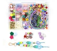 Kit de création de porte-clés DIY (411 pièces) : perles, breloques, lettres de l’alphabet et cordons pour créer des porte-clés et des breloques uniques et personnalisés. Un cadeau complet pour la
