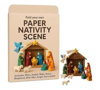 Kit de crèche de Noël en papier origami à faire soi-même - Instructions étape par étape pour les vacances - Activité familiale - Création de Jésus - Figurines d'animaux - Blanc - 25 cm - Pour