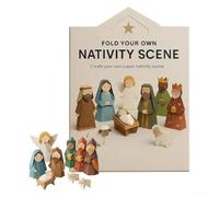 Kit de crèche de Noël en papier origami à faire soi-même - Instructions étape par étape pour les vacances - Activité familiale - Création de Jésus - Figurines d'animaux - Blanc - 25 cm - Pour