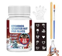 Kit de crème de gravure sur verre - 100 g de crème de gravure avec pinceau, mélangeur et gants, formule réutilisable résistante à la décoloration | Décoration artistique en verre et miroir, projets de