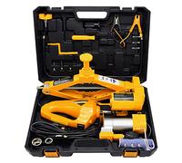 Kit de cric de voiture électrique 3 en 1, crics de voiture 3T 120-420mm Kit de cric de voiture électrique 12V avec clé à chocs 35L/min pompe à air et lumière LED, kit de réparation de pneu d'urgence p