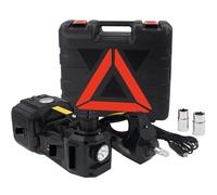 Kit de cric électrique 3 en 1 12 V for voiture, hydraulique 5 tonnes avec clé à chocs, compresseur, lumière LED, outil levage portable for(Zwart)