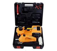 Kit de cric électrique de voiture de 5 tonnes 12 V - Levage hydraulique avec clé à chocs et gonfleur pour SUV, camion, berline, changement de pneu et réparation de garage (jaune)