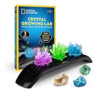 Kit de Cristaux National Geographic - Faites Pousser 3 Cristaux Colorés avec Socle Lumineux et Guide, Inclut Une Géode, de la Fluorite Verte et d’Autres Gemmes Réelles