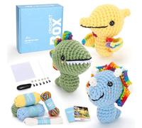 Kit de Crochet 3 Pièces Dinosaures pour Débutants - Adultes et Enfants, Cadeaux d'Artisanat Avec Fils, Vidéo Étape par Étape, Instructions (Français)