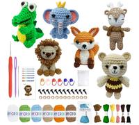 Kit de crochet 6 pièces pour débutants, pack de démarrage de tricot pour adultes et enfants, excellent pour les amateurs de crochet cadeau, cadeau de vacances, Kit with English Video Tutorials