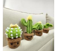 Kit de crochet à 4 styles de cactus pour débutants, tutoriel de crochet étape par étape pour commencer facilement, kit de matériel de tricot au crochet comprend tous les outils nécessaires, meilleur