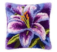 Kit De Crochet À Loquet À Faire Soi-Même - Housse De Coussin Au Crochet Pour Débutants Enfants Et Adultes- Décoration De Fabrication De Tapis De Tapis Pour La Maison 43 X 43 Cm(Fleur De Lys)